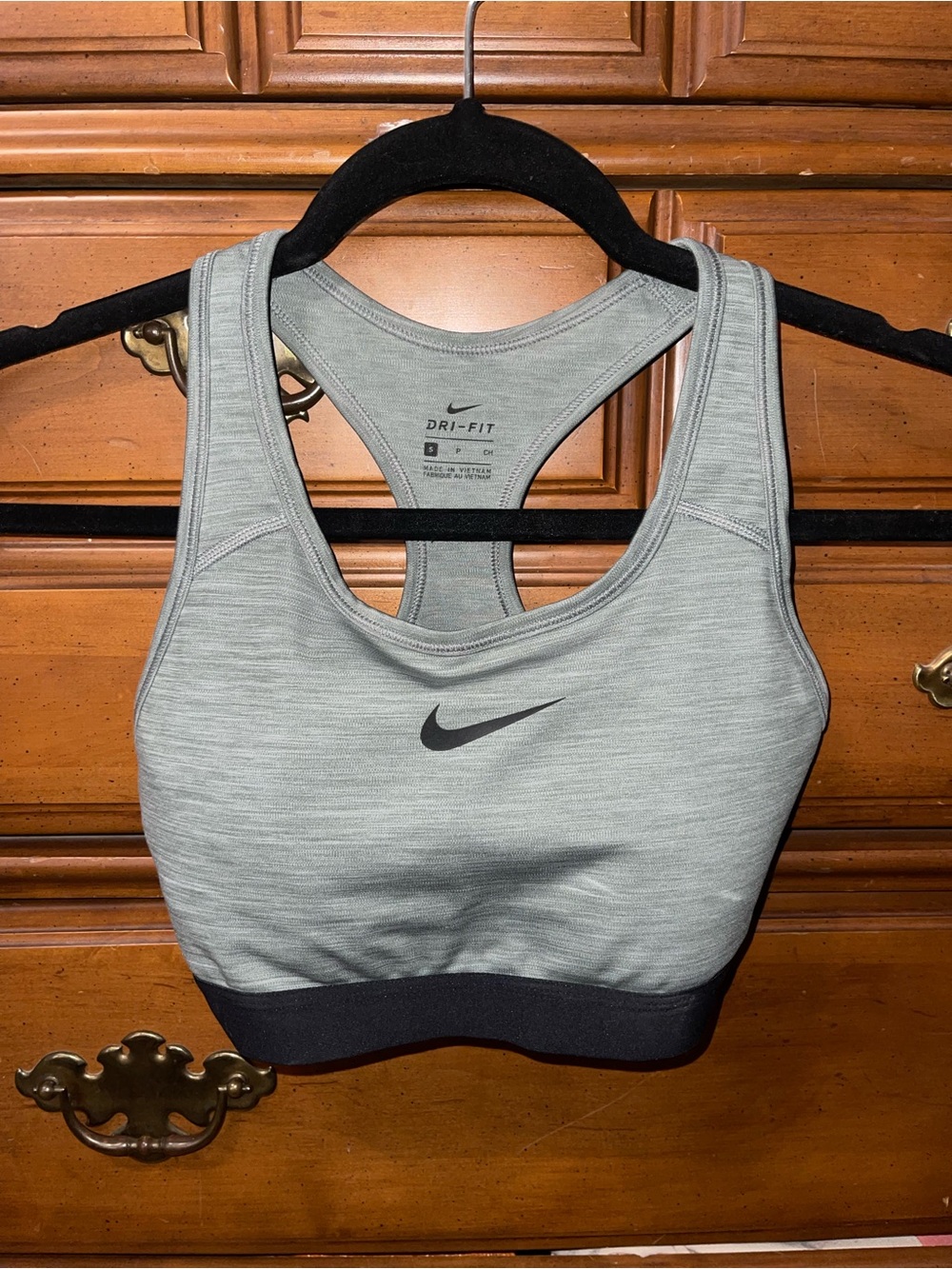 Nike Grey Sports Bra with Black Band - Dri-FIT Racerback